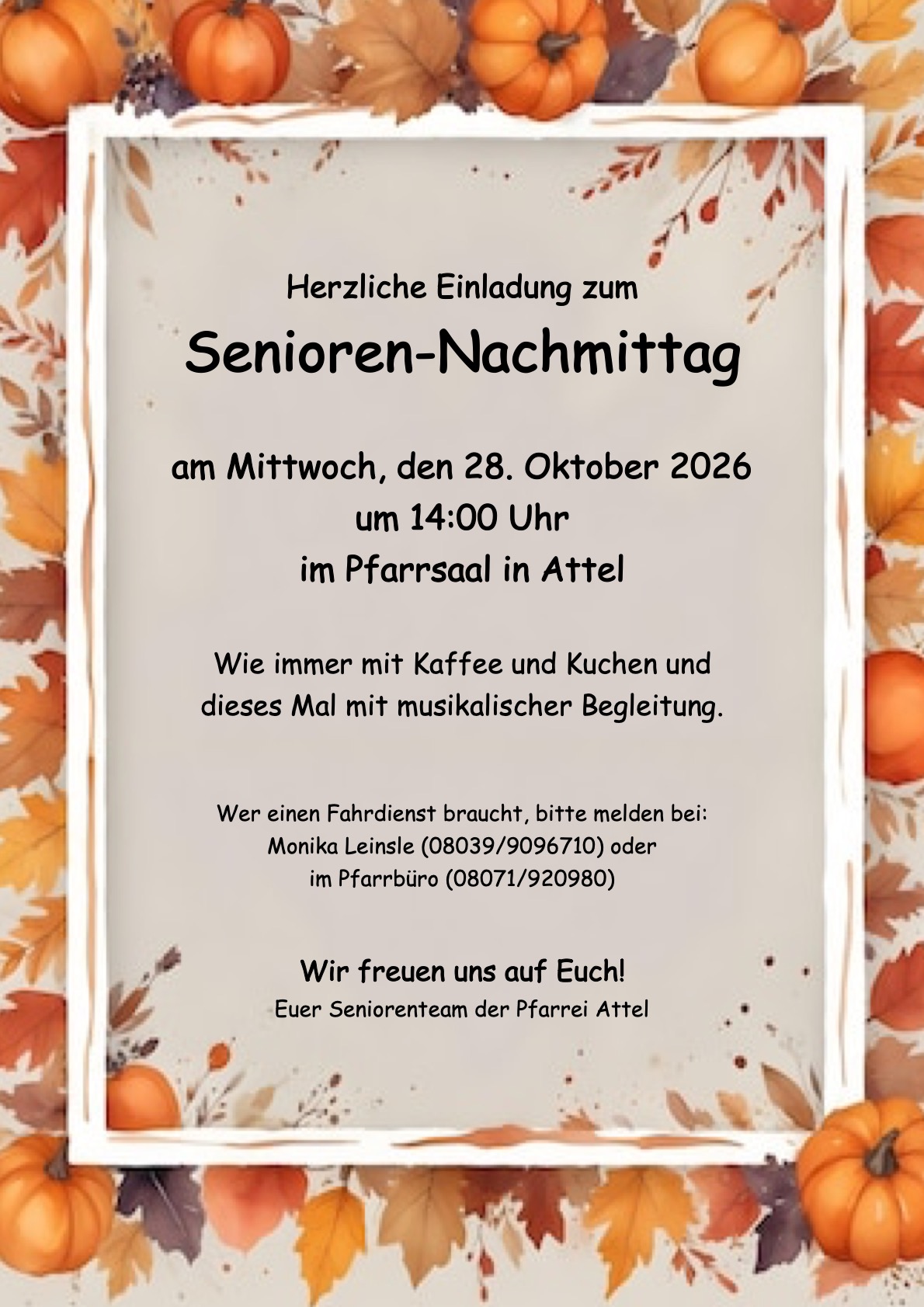 Senioren-Nachmittag im Pfarrsaal Attel